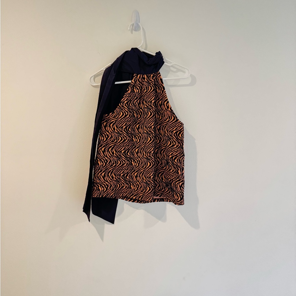 Anthropologie Sunday in Brooklyn Jacquard Halter Top Black Brown , Sz XS, NWT - Picture 4 of 4